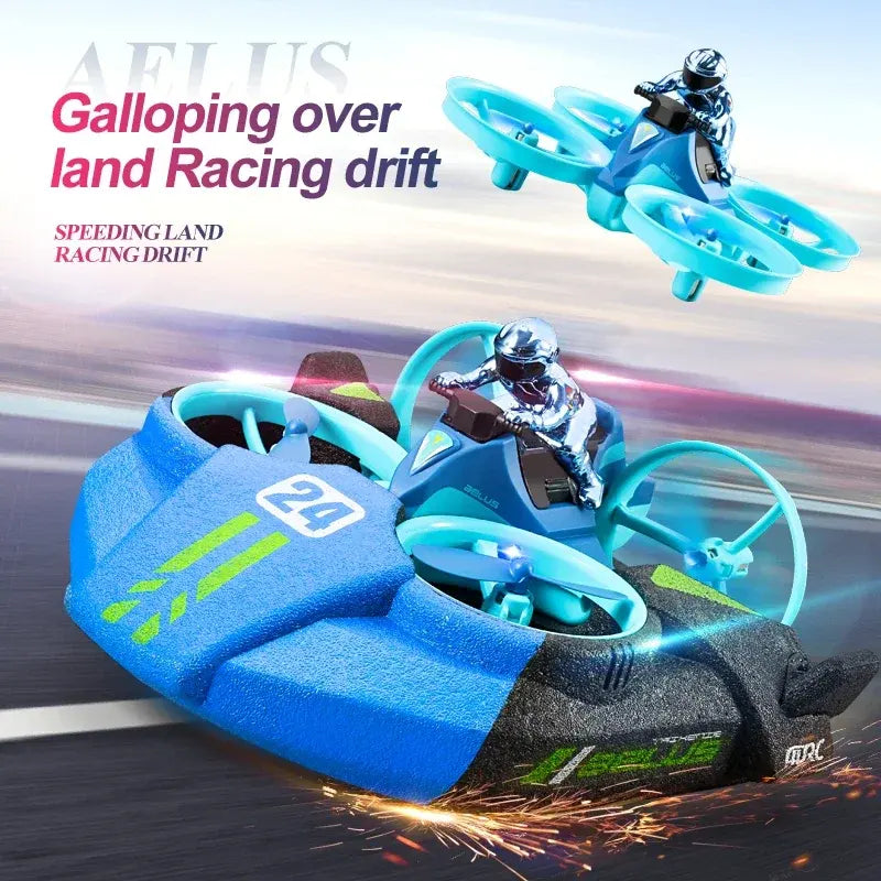 3-in-1 Water, Land & Air RC Drone – 360° Stunt with Remote Controller