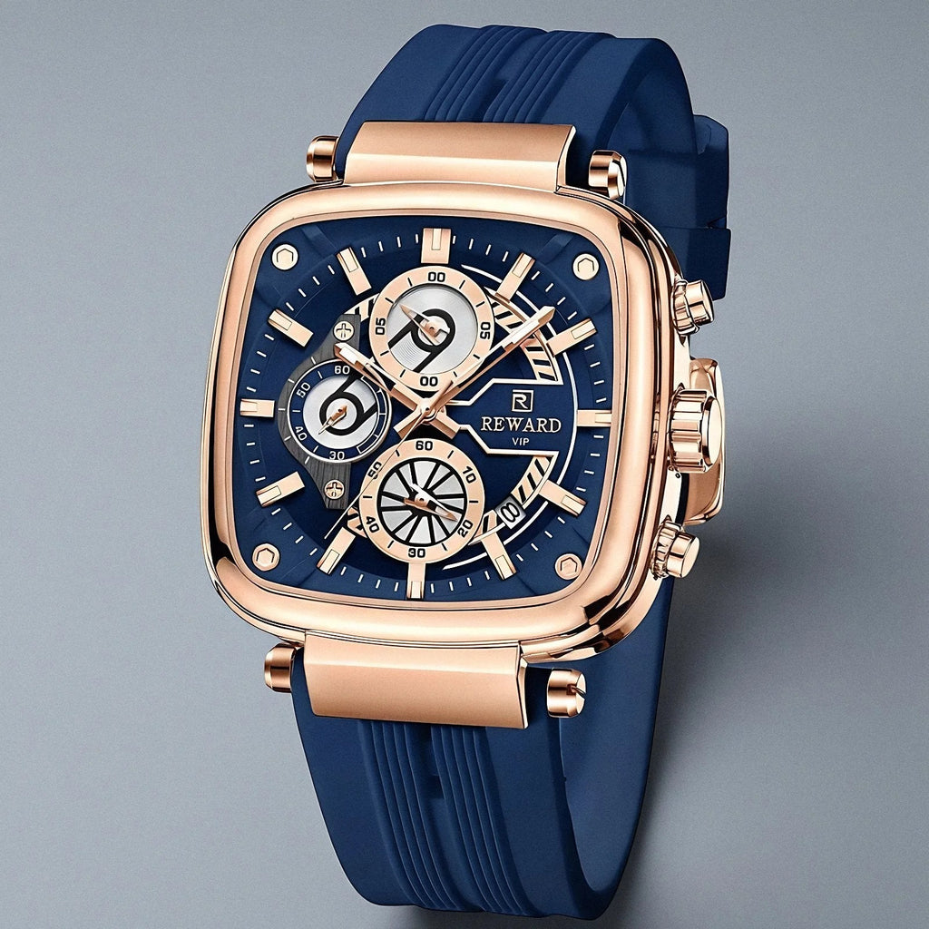 Reward VIP Men’s Watch – Modern Square Dial with Comfortable Silicone Strap