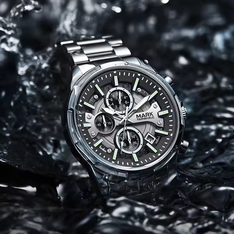 Luxury Men’s Chronograph Watch With Box – Mark Fairwhale Watch