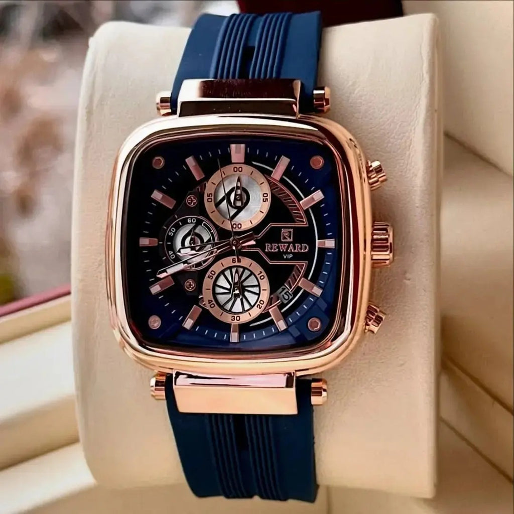 Reward VIP Men’s Watch – Modern Square Dial with Comfortable Silicone Strap