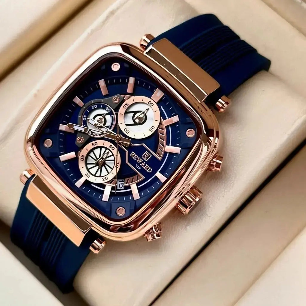 Reward VIP Men’s Watch – Modern Square Dial with Comfortable Silicone Strap